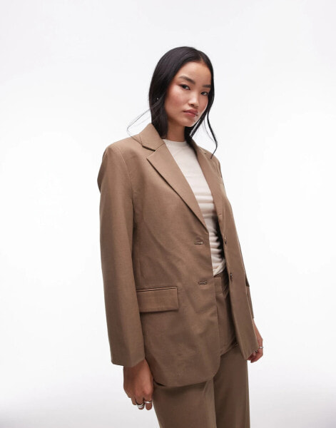 Mango double breasted blazer co-ord in brown