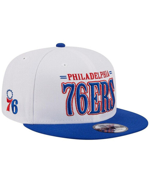 Men's White Philadelphia 76ers Team Stack 9FIFTY Snapback Hat