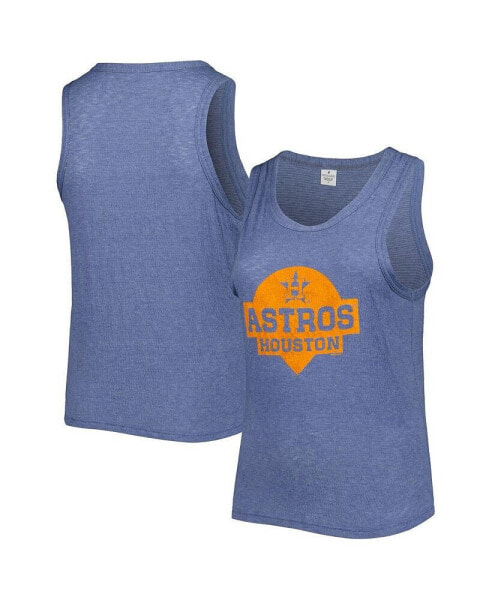 Women's Navy Houston Astros Plus Size High Neck Tri-Blend Tank Top