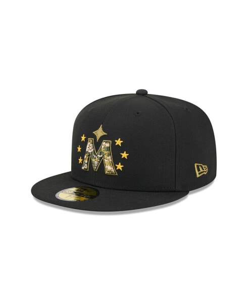 Бейсболка New Era мужская черная Minnesota Twins 2024 Военно-морской день 59FIFTY Fitted Hat