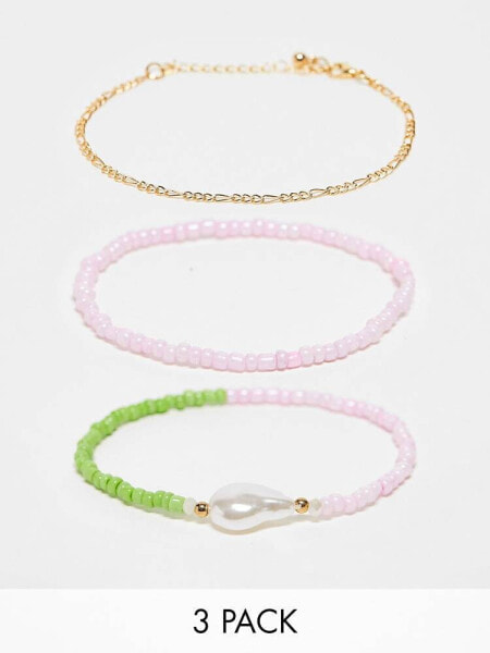 DesignB London pack of 3 beaded bracelets