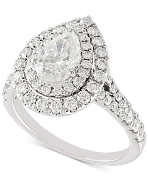 Diamond Pear Double Halo Engagement Ring (2 ct. t.w.) in 14k White Gold
