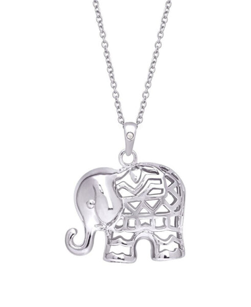 Macy's diamond Accent Silver-plated Elephant Pendant Necklace