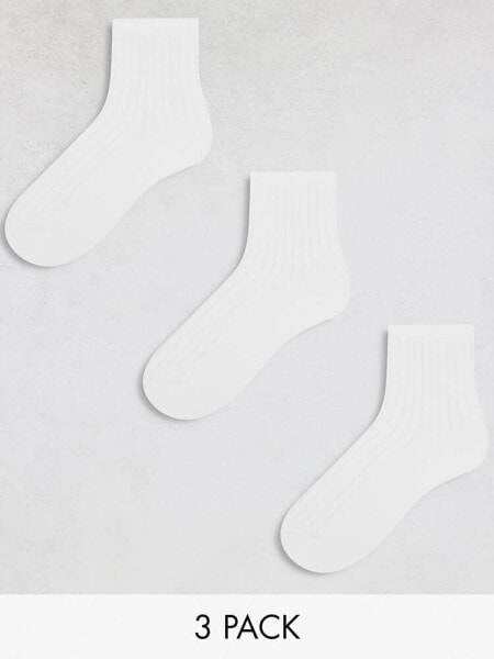 Weekday Bella 3-pack ribbed socks in white 