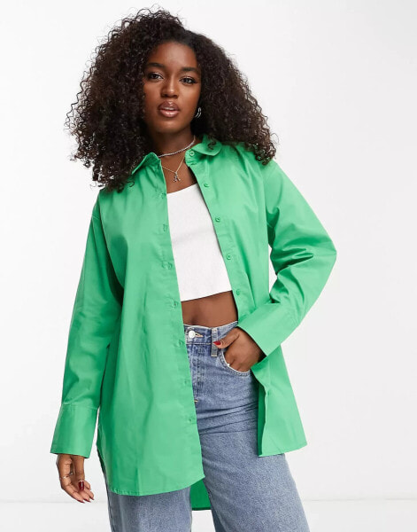 JDY longline oversized shirt in bright green