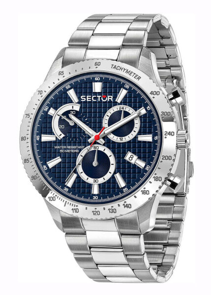 SECTOR Herren Armbanduhr Chronograph 270 45MM CHR BLUE DIAL BR SS