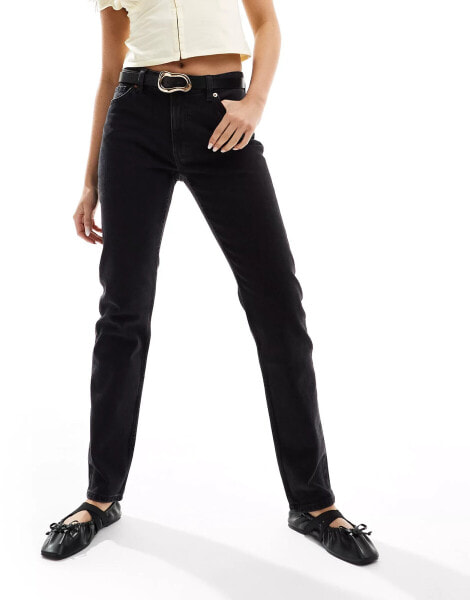 Monki Ako comfort stretch slim leg jeans in black wash