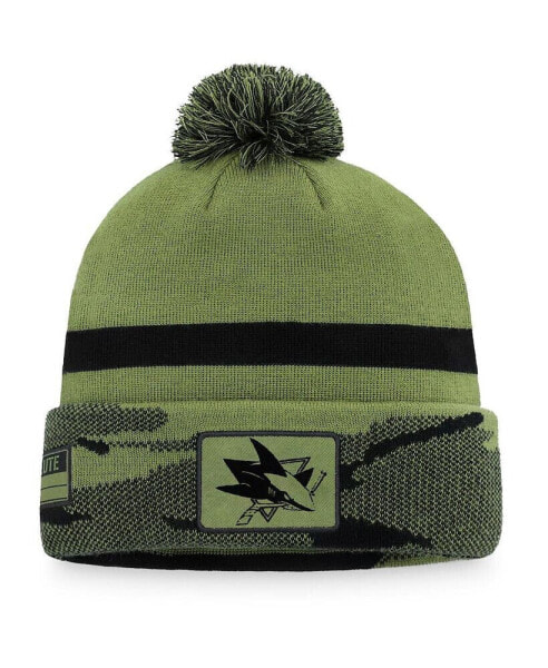 Men's Camo San Jose Sharks Military-Inspired Appreciation Cuffed Knit Hat with Pom