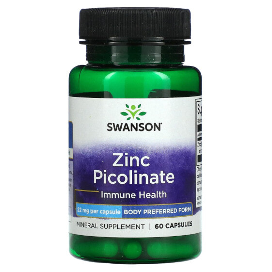 Витамины и минералы Цинк Swanson Zinc Picolinate, 22 мг, 60 капсул