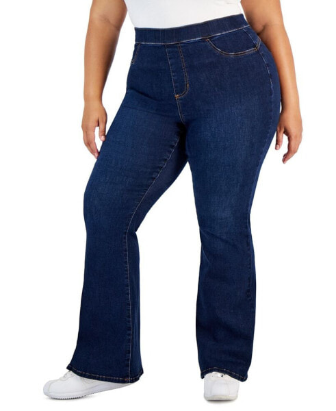 Trendy Plus Size Curvy Pull-On Flare-Leg Jeans