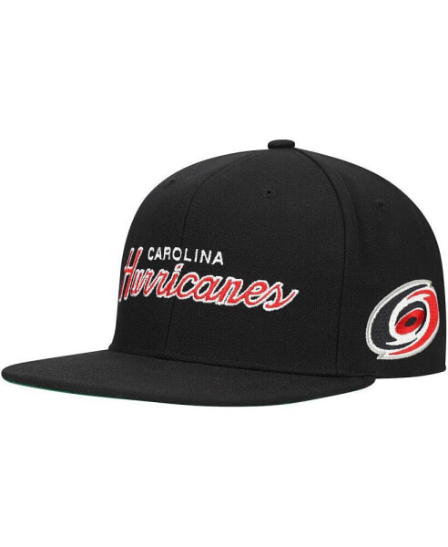 Mitchell Ness Men's Black Carolina Hurricanes Core Team Script 2.0 Snapback Hat