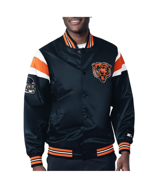 Men's Navy Chicago Bears Satin Full-Snap Varsity Jacket