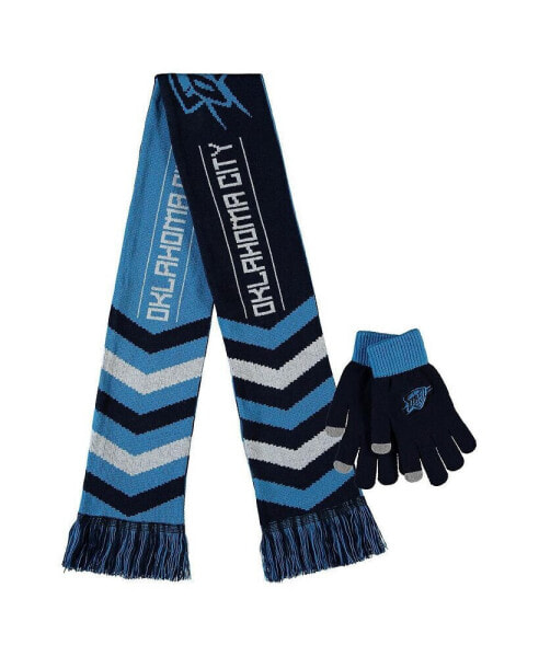 Men's and Women's Blue Oklahoma City Thunder Glove and Scarf Combo Set