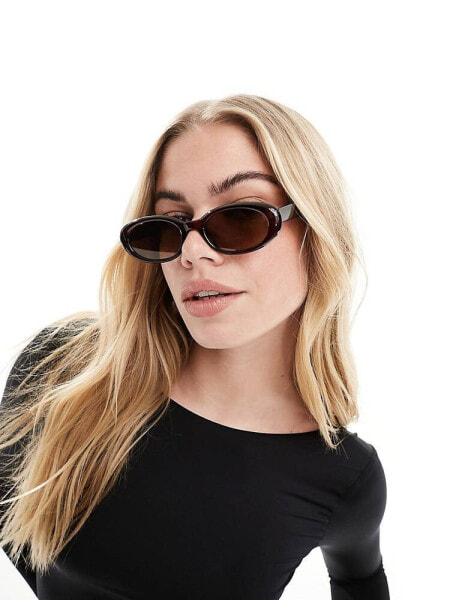 ASOS DESIGN  bevel oval sunglasses in crystal brown