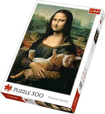 Trefl Puzzle 500 elementów - Mona Lisa i kot Mruczek (GXP-645723)