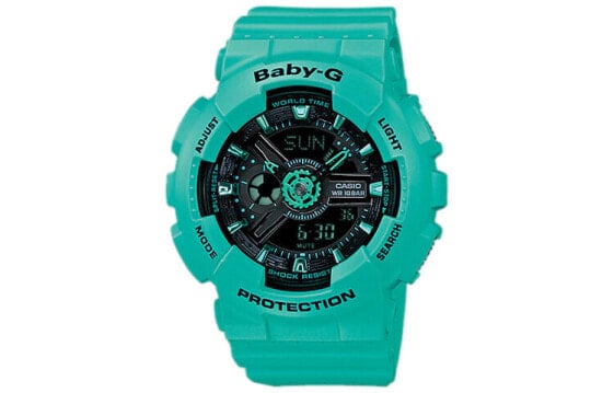 Часы и аксессуары CASIO BABY-G Женские часы с большим циферблатом зеленого цвета BA-111-3A
