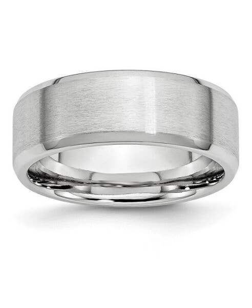 Cobalt Satin and Polished Beveled Edge Wedding Band Ring