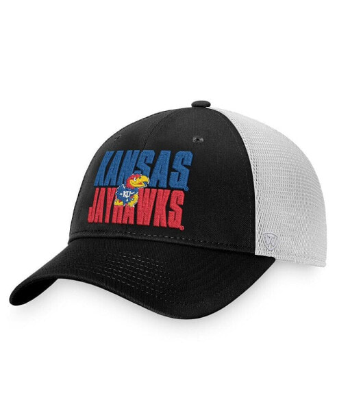 Men's Black, White Kansas Jayhawks Stockpile Trucker Snapback Hat