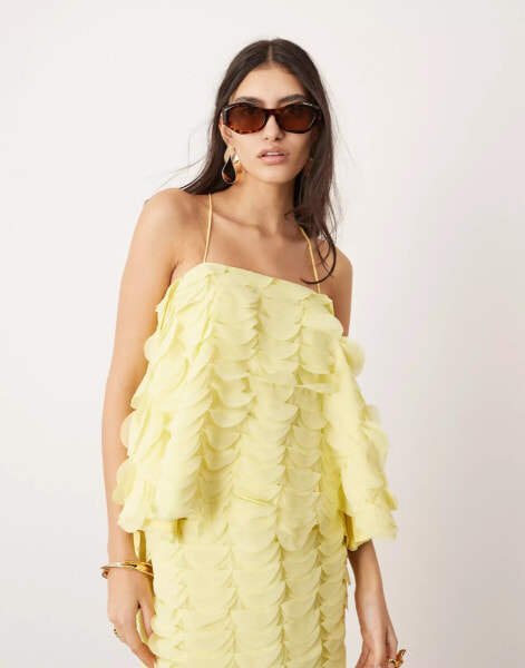 ASOS EDITION textured circle drape cami top co-ord in lemon