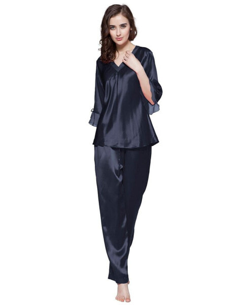 Women's 22 Momme Laced Silk Pajama Set