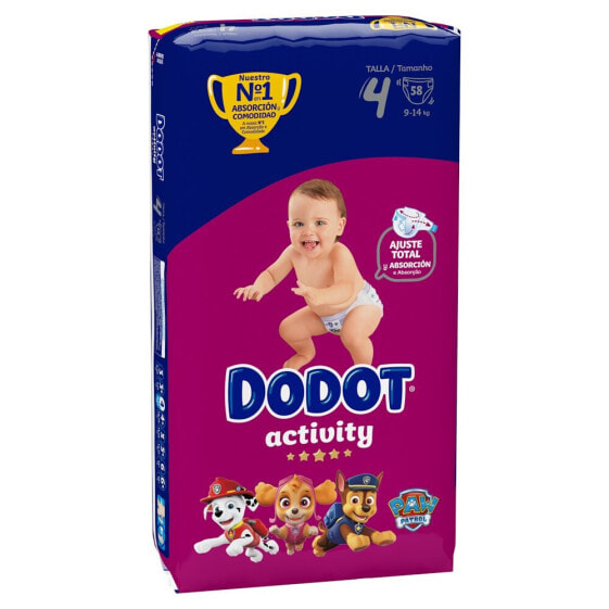 DODOT Activity Size 4 58 Units Diapers