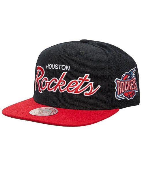 Men's Black Houston Rockets Hardwood Classics MVP Team Script 2.0 Snapback Hat