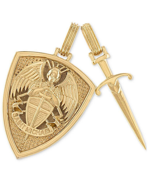 2-Pc. Set Saint Michael Shield & Sword Amulet Pendants in 14k Gold-Plated Sterling Silver, Created for Macy's