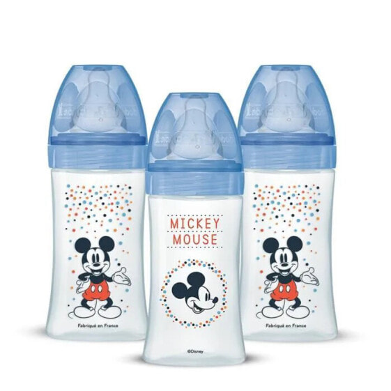 Set von 3 Dodie Anti -Color -Initiierung+ - Mickey - 270 ml - 0-6 Monate - Runder Schnuller - Flow 2