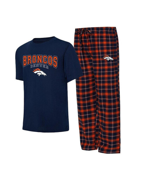 Men's Navy, Orange Denver Broncos Arctic T-shirt and Pajama Pants Sleep Set