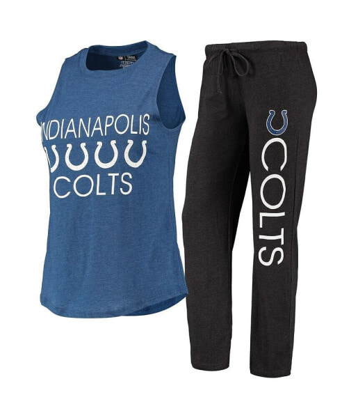 Women's Black, Royal Indianapolis Colts Muscle Tank Top and Pants Sleep Set