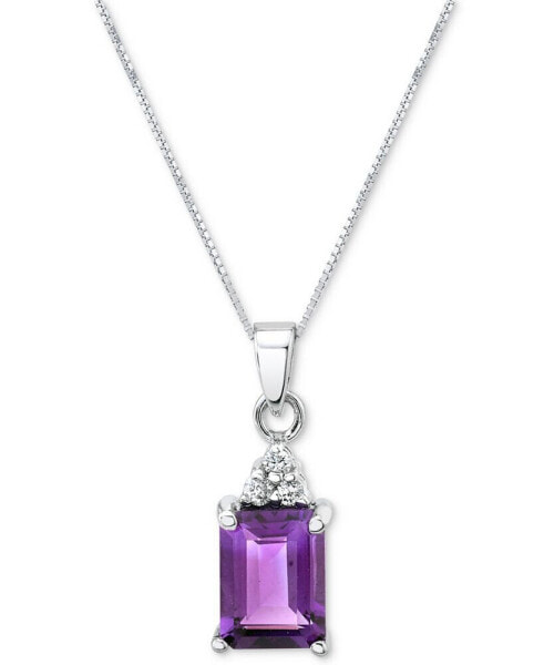 Amethyst (1-5/8 ct. t.w.) & Diamond (1/20 ct. t.w.) 18" Pendant Necklace in 14k White Gold