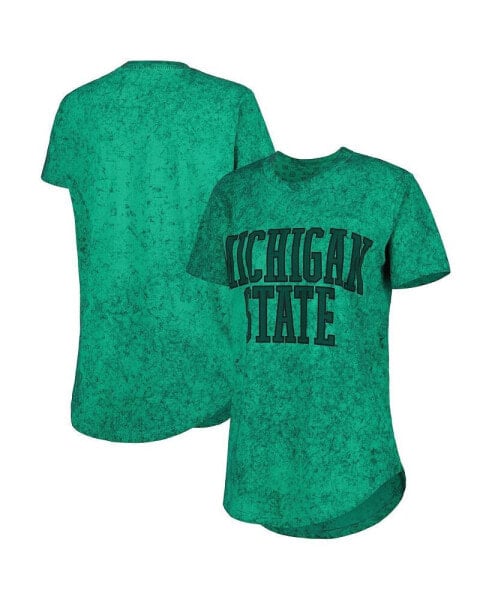 Women's Green Michigan State Spartans Southlawn Sun-Washed T-shirt