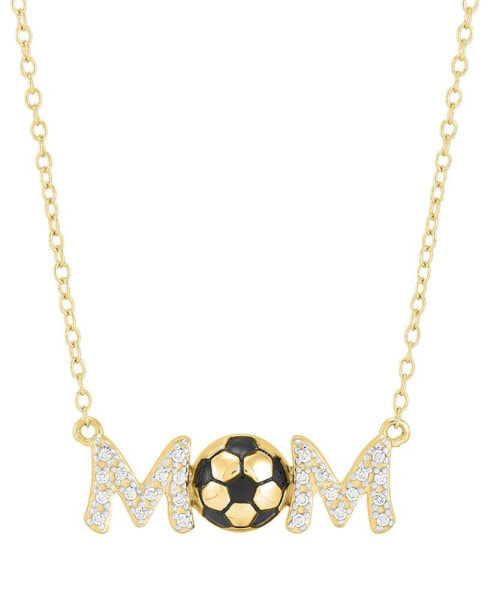 Macy's diamond Soccer Mom Pendant Necklace (1/10 ct. t.w.) in Sterling Silver or 14k Gold-Plated Sterling Silver, 16" + 2" extender