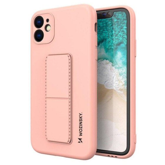 Silikonowe etui z podstawką iPhone 12 Kickstand Case różowe