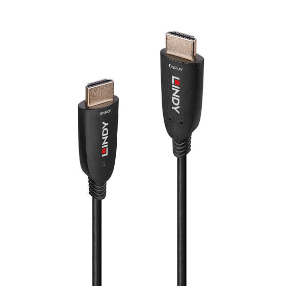 Lindy 40m Fibre Optic Hybrid HDMI 8K60 Cable, 40 m, HDMI Type A (Standard), HDMI Type A (Standard), 48 Gbit/s, Black