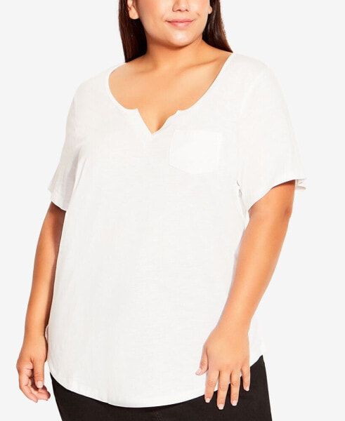 Plus Size Split Neck V-neck Top