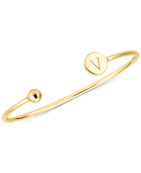 Initial Elle Cuff Bangle Bracelet in 14K Gold-Plated Sterling Silver