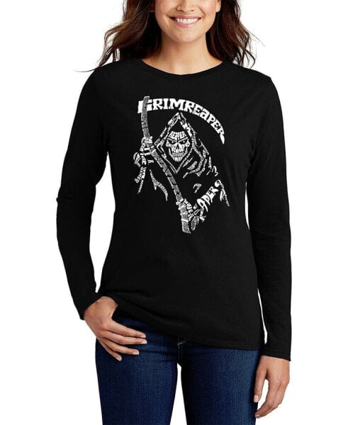 Women's Grim Reaper Word Art Long Sleeve T-shirt