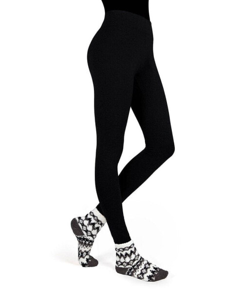 Women's Black & White Diamond Cozy Sock & Legging Set