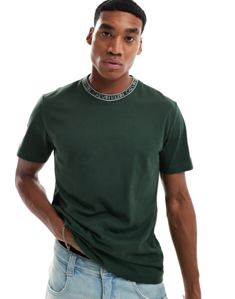 Calvin Klein ASOS exclusive running logo t-shirt in midnight green