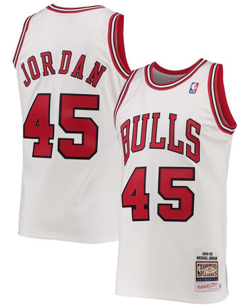 Men's Michael Jordan White Chicago Bulls 1994-95 Hardwood Classics Authentic Player Jersey