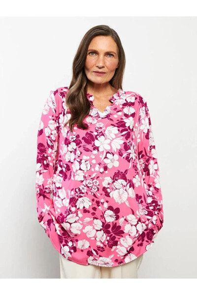 Женская блузка LC WAIKIKI с цветочным узором из вискозы