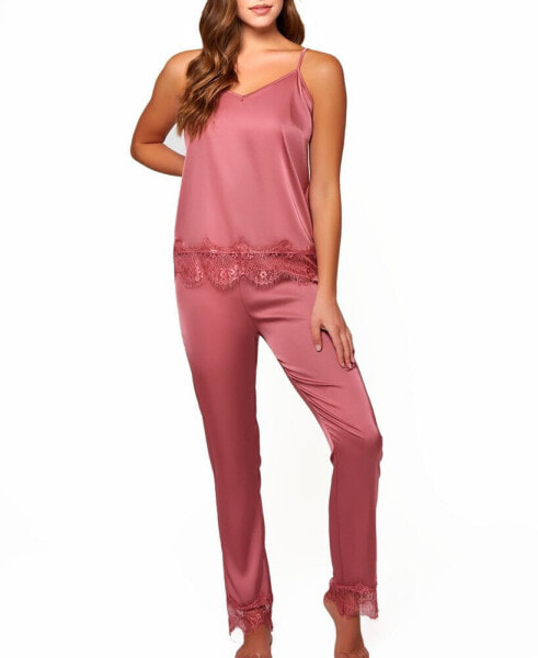 Women's Charlotte 2-Pieces Satin and Lace Cami and Pant Set