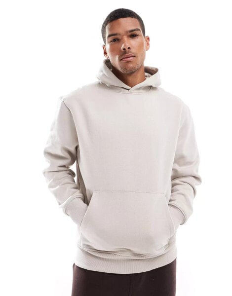 ASOS DESIGN premium heavyweight oversized hoodie 400gsm in light grey beige