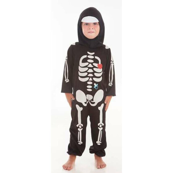 Маскарадные костюмы для младенцев Skeleton Heart Чёрный (2 Предметы)
