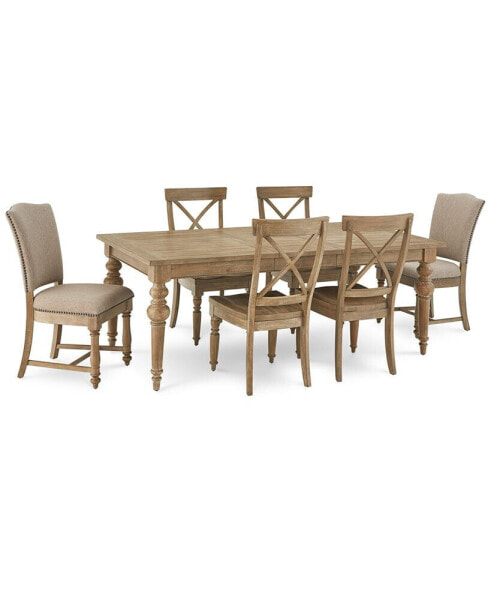 Sonora 7-pc. Dining Set (Rectangular Expandable Table + 4 X Back Side Chairs + 2 Upholstered Side Chairs)