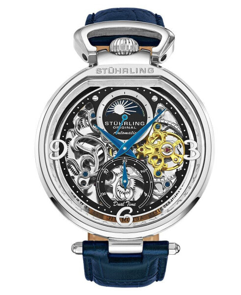 Часы Stuhrling Legacy Blue Leather  Black Dial  46mm