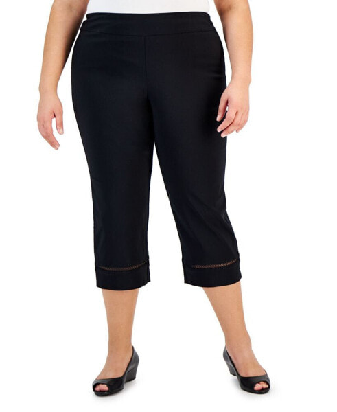 Plus Size Lace-Inset Pull-On Capris, Created for Macy's