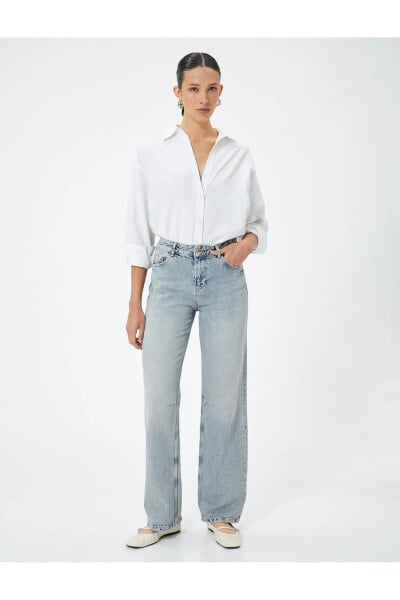 Uzun Düz Paça Kot Pantolon Cepli - Nora Longer Straight Jeans