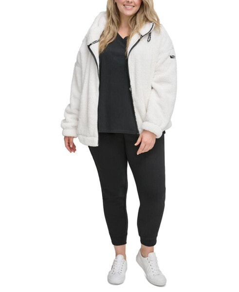 Plus Size Sherpa Oversized Hooded Jacket